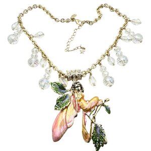 Kirks Folly Womens Necklace Crystal Magnetic Enhancer Fairy Pink Gold Tone
